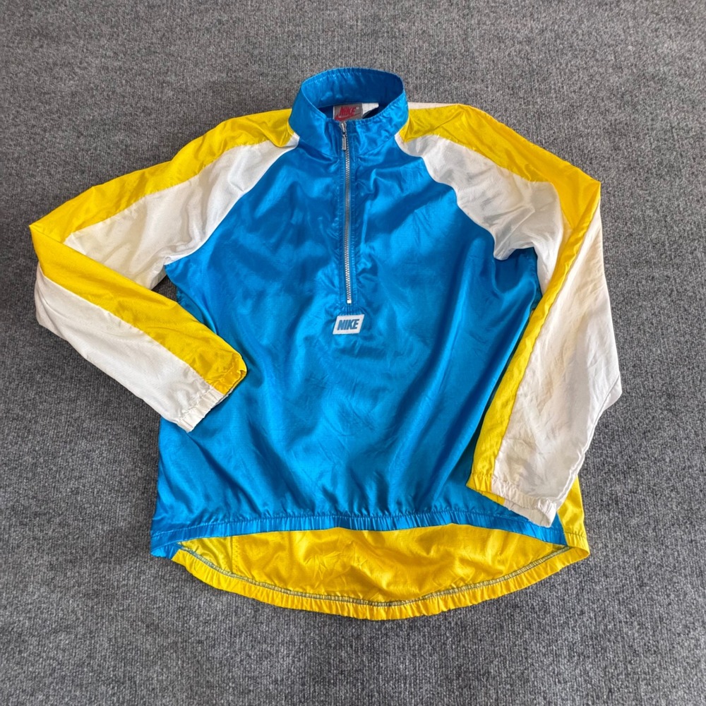 Vintage Nike Half Zip Windbreaker Jacket Blue Yellow Colorblock Mens L FB0108-ZK